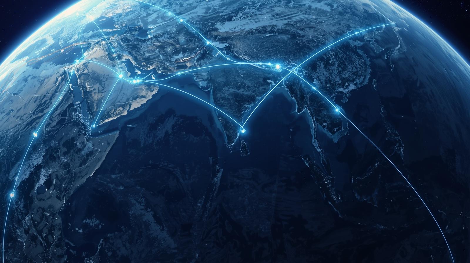 Global shipping route map highlighting Indian export ports and container shipping routes to the United States